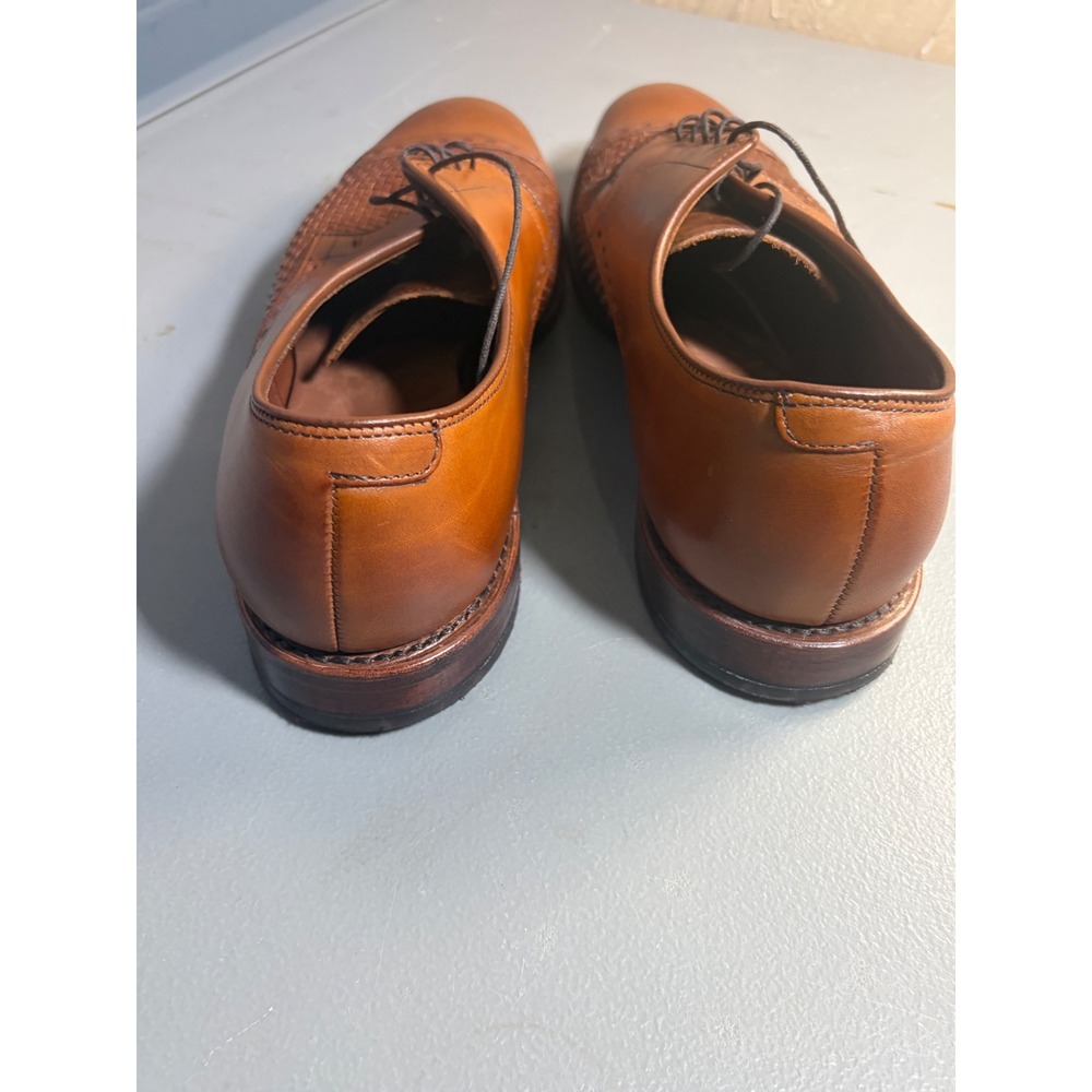 Allen Edmonds New Orleans Mens 10.5 D Brown Leather Braided Cap Toe Derby Shoes - Picture 6 of 9